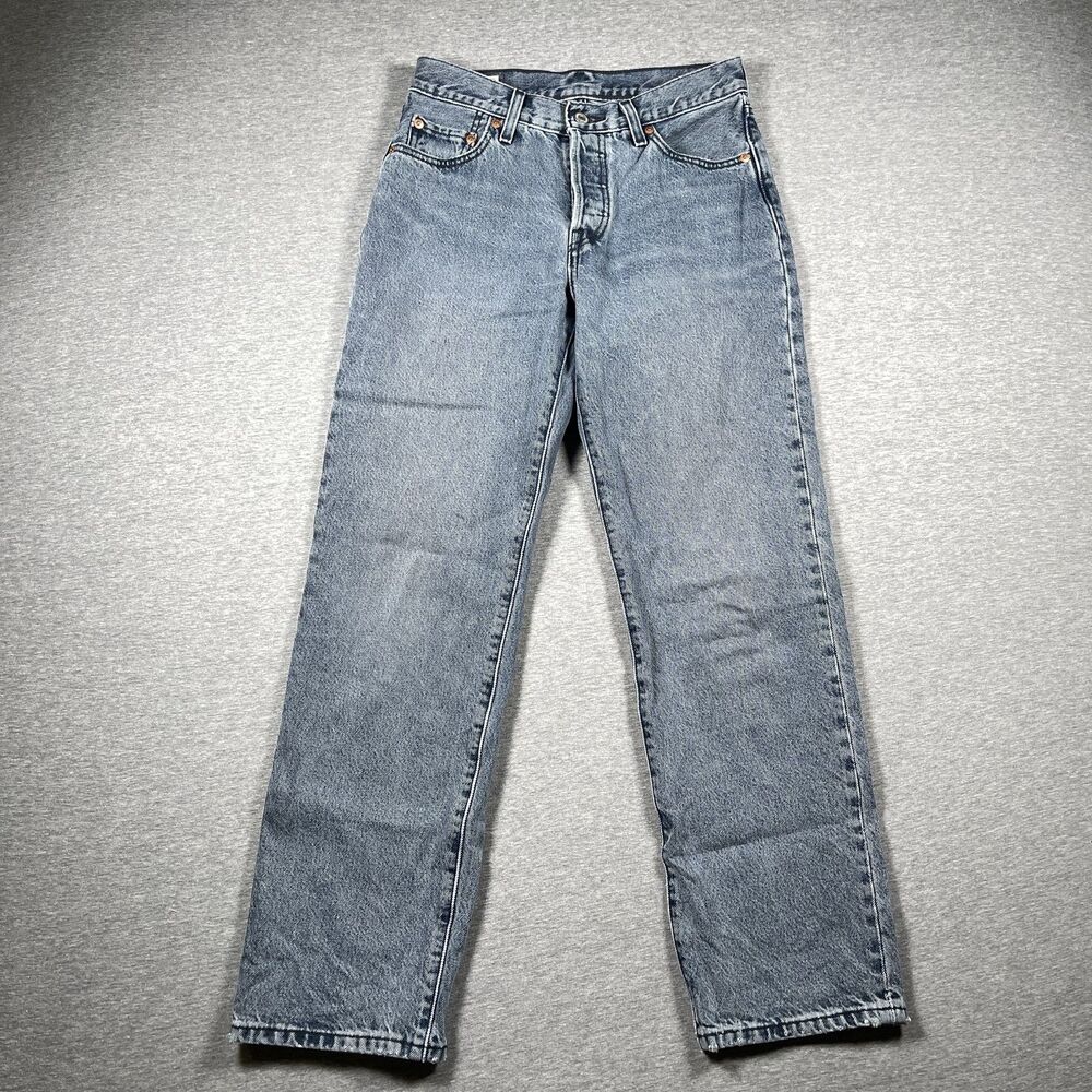 Levi's 501 Jeans Womens 25x30 Blue Straight Mid Rise Light Wash 90s Button Fly